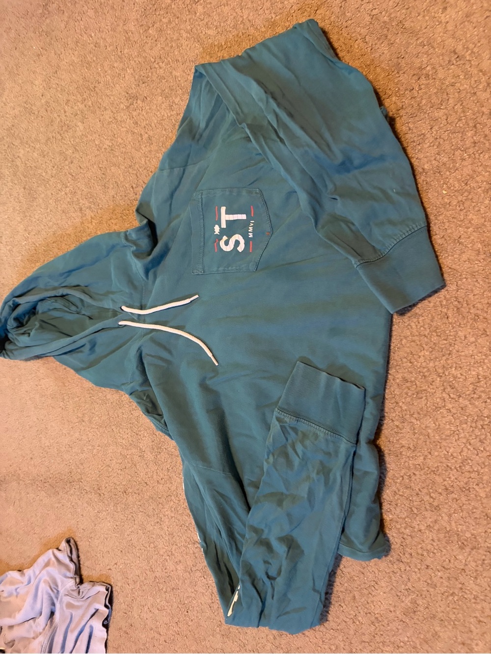 Southern Tide Teal Hooded Pullover with Pocket Logo and hat
